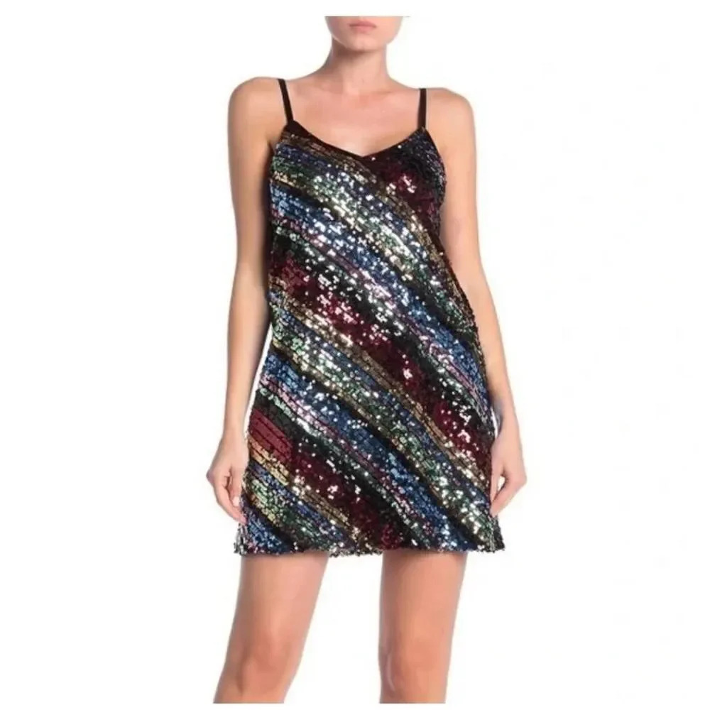 Free Press multi-colored sequin dress women's size XS